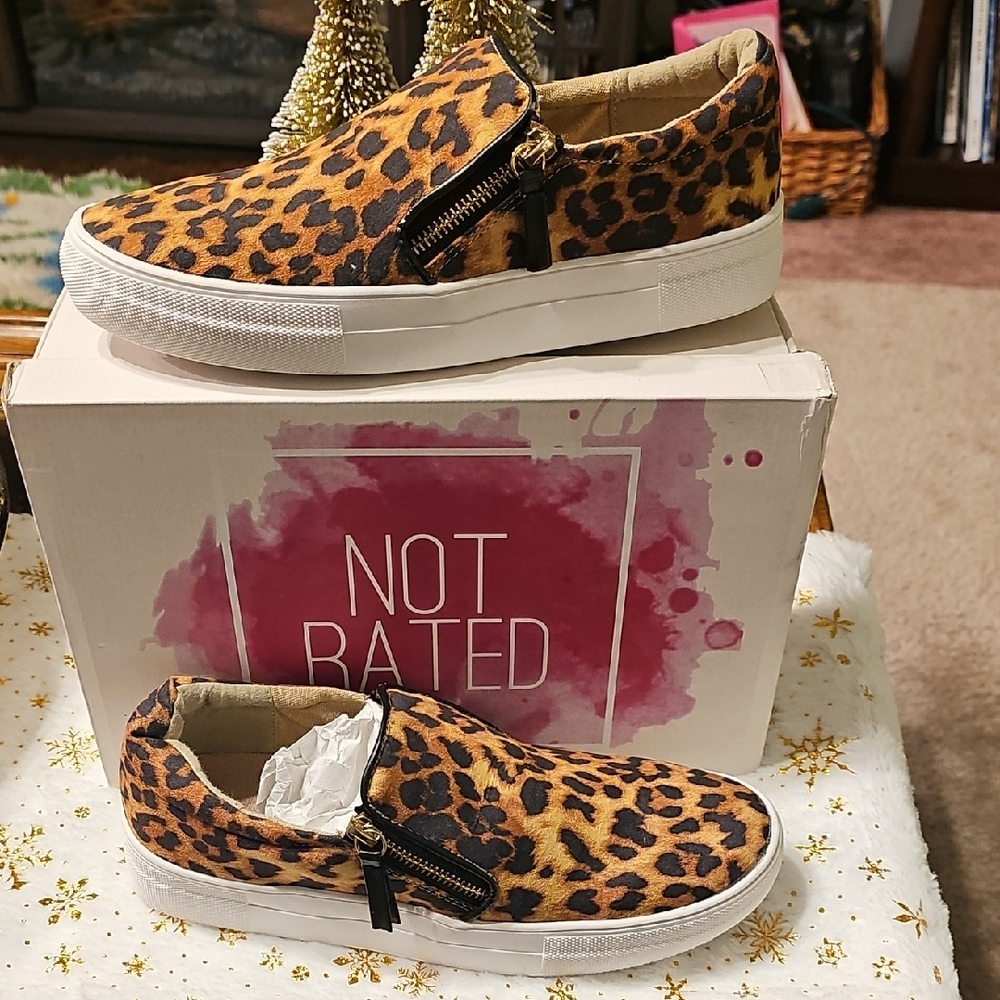 Not Rated Animal Print Slip-On Shoes with Zipper
